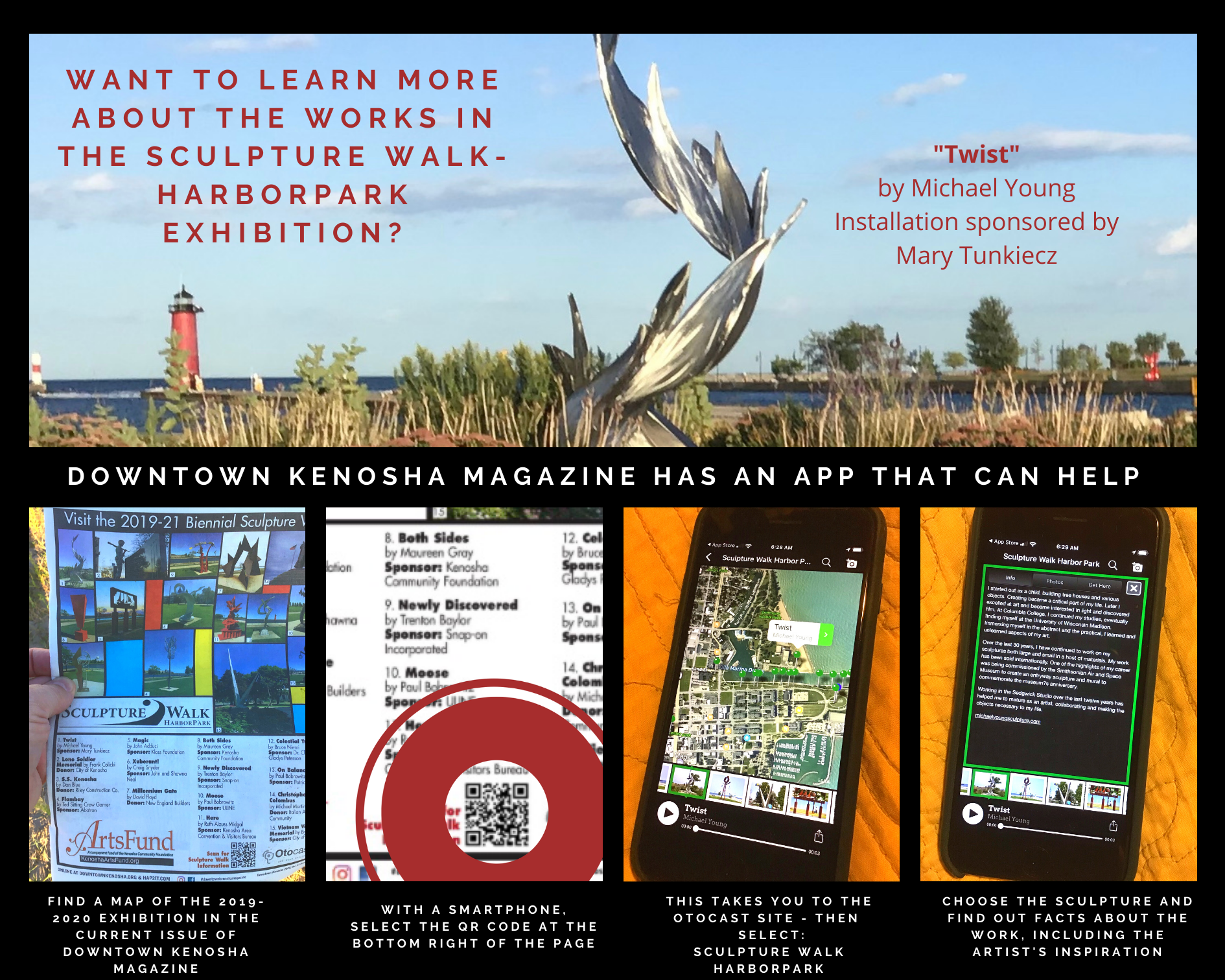 About Sculpture Walk Map and Otocast-App in Downtown Kenosha Magazine